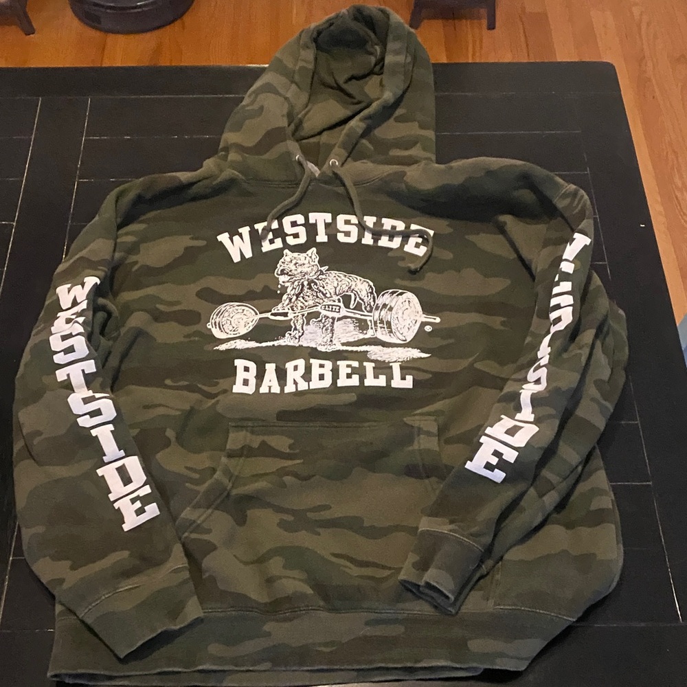 Westside Barbell men’s camo hooded sweatshirt, size XL,